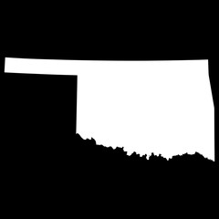 Negative space of Oklahoma state silhouette, cutout transparent map