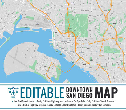 Editable Downtown San Diego Map
