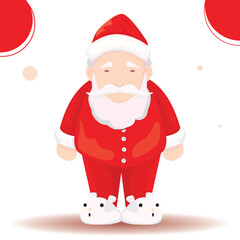 old man wearing santa pajamas, red, with cute bunny shoes.