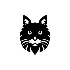 Vector illustration of a cat's head silhouette in black on a white background.Vector illustration of a cat's head silhouette in black on a white background.