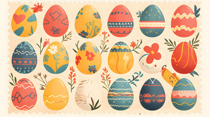 Fototapeta premium rabbit, cartoon, illustration, fun, cute, design, art, card,easter, egg, decoration, ornament, holiday, celebration, eggs, season, spring, pattern, symbol, design, gift, seasonal
