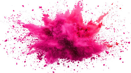 Pink powder explosion isolated on white background. Colorful dust explode. Paint Holi. colorful vibrant rainbow Holi paint color powder explosion with bright colors isolated white background.	
