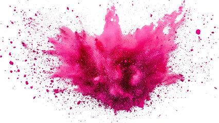 Pink powder explosion isolated on white background. Colorful dust explode. Paint Holi. colorful vibrant rainbow Holi paint color powder explosion with bright colors isolated white background.	
