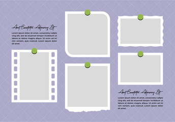 Naklejka premium Picture or photos frame collage and digital photo wall template