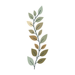 Leaves on a branch, colored. Cute illustration, vector, color, simple