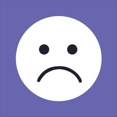 Sad Face Emoticon Vector Design on Purple Background – Simple and Expressive Illustration for Communication and Emotion-Based Concepts.