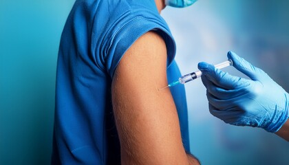 Close-up of a hand injecting a vaccine into an arm, showcasing medical precision and immunization care