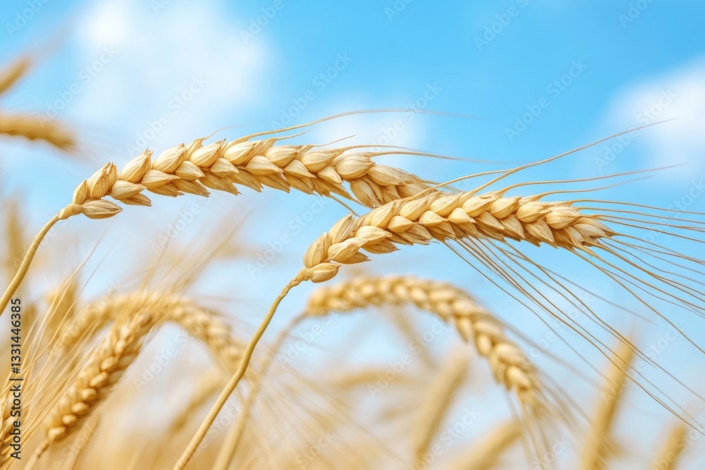 Poster a close-up shot of a bunch of wheat in a sunny field