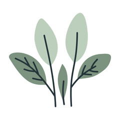 Obraz premium Leaves on a branch, colored. Cute illustration, vector, color, simple