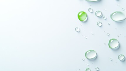 Water droplets background: Delicate water droplets, each a miniature lens, adorn the surface, reflecting the subtle interplay of light and shadow, evoke a sense of freshness.