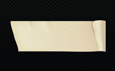Realistic masking tape vector, a universally recognized tool for crafting and design. This detailed illustration, with its subtle wrinkles and curled edge, captures the authentic texture of masking ta