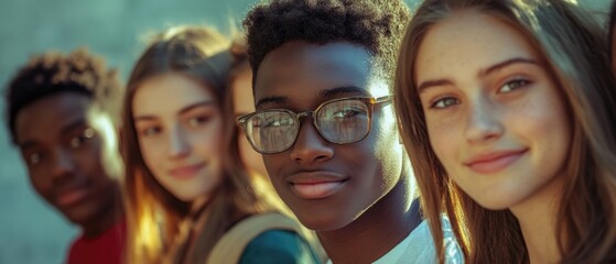 A group of young people stand side by side, possibly in a casual gathering or professional setting