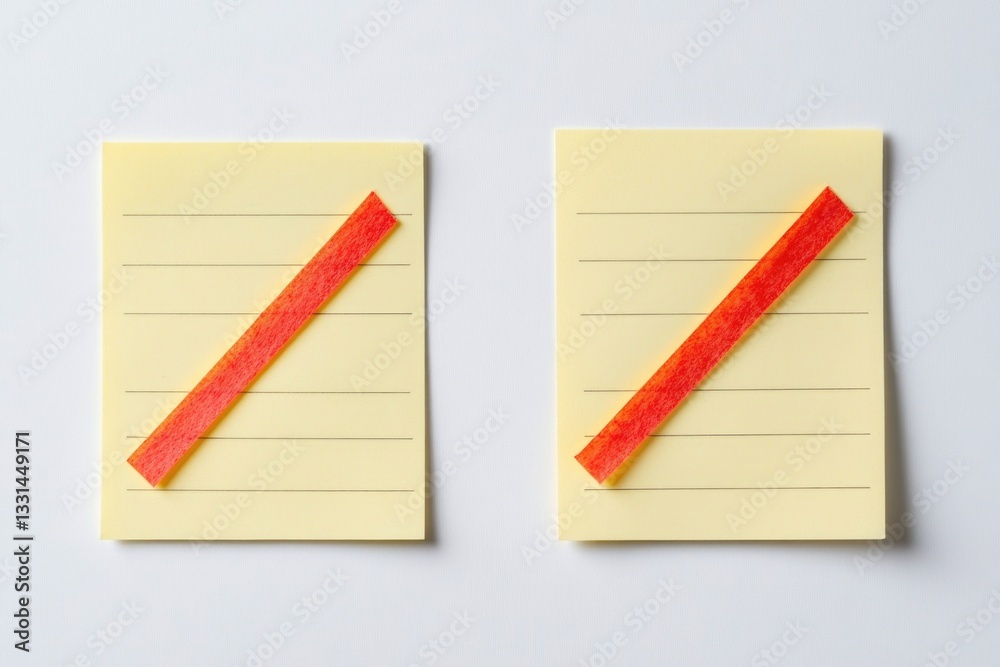 Poster two post-it notes with red pencils, ideal for office or study use