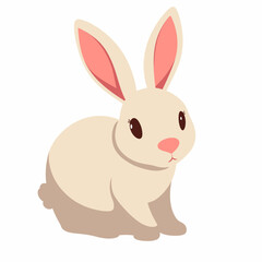 Obraz premium Cute rabbit illustration with pink ears on white background, joyful design