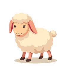 Obraz premium Cute sheep standing on white background, playful illustration
