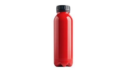 Bright red bottle stands alone on a clean background showcasing its sleek design and vibrant color