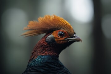Colorful bird with striking features in natural habitat showcasing vibrant plumage and unique crown during daylight hours