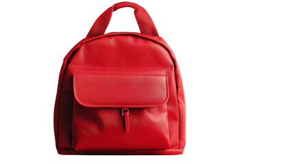 Fototapeta premium Stylish red backpack designed for daily use, featuring a front pocket and durable material suitable for school or travel