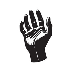 Human hand palm finger silhouette isolated on white background, logo clip art vector