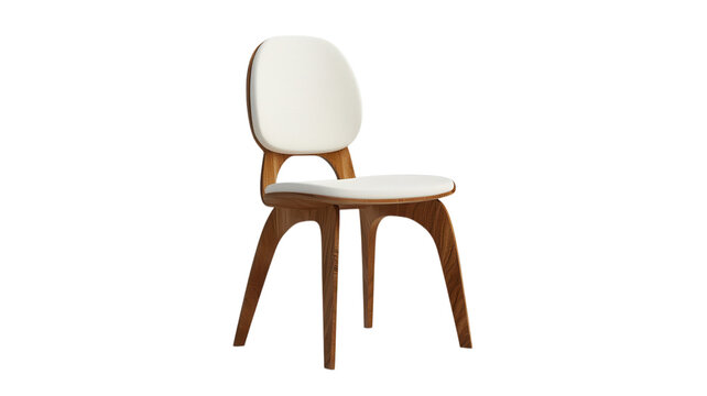 Elegant white chair with wooden legs showcasing modern design in a minimalist setting