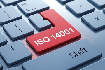 Fototapeta premium Close-Up of Computer Keyboard Featuring Bold Red 