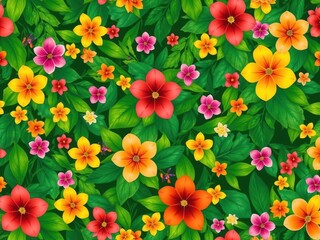 Vibrant Tropical Flower Seamless Pattern
