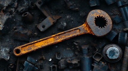 Rusted Metal Tower Against Dramatic Cloudy Sky