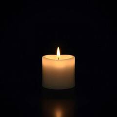 Single Candle in Dark Room