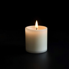 Single Candle in Dark Room