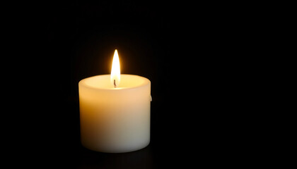 Single Candle in Dark Room