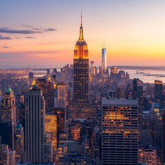 Naklejka premium Serene neon cityscape showcasing urban nightlife and towers high resolution picture