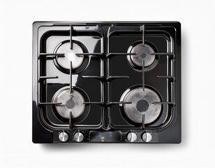 top view of gas stove isolated on transparent or white background
