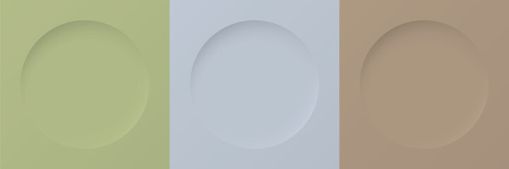 Set of green, blue and coffee color frame design. Abstract 3D geometric realistic background collection