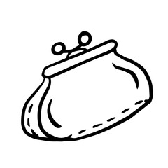 A vintage coin purse illustration in hand-drawn style. Ideal for designs related to money, savings, finance, shopping, budgeting, and retro themes.