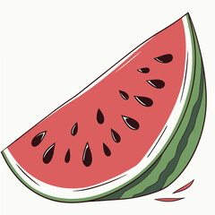 A close-up shot of a juicy, ripe watermelon slice with black seeds, set against a pristine white backdrop. Beautiful simple AI generated image