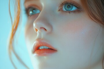 Fototapeta premium Close up of a beautiful woman looking upward subtly