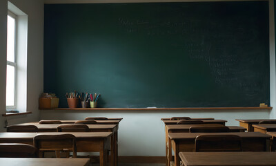 classroom with blackboard
