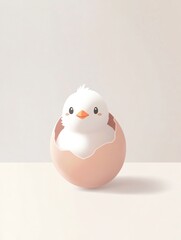 Cute chick hatching from egg
