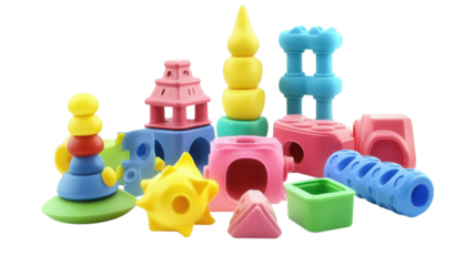 Colorful educational building blocks for creative play and learning in child development activities