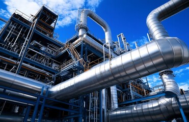 Industrial view at oil refinery plant form industry zone with cloudy sky