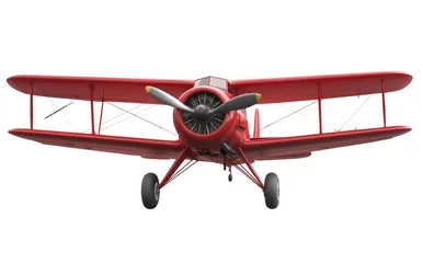 Printed roller blinds Red old vintage plane isolated on a white background
