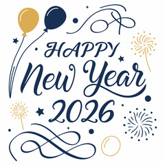 Festive New Year 2026 Script Font Design