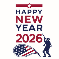 High-Quality Patriotic New Year 2026 Typography