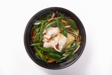 九条葱と豚肉　蕎麦