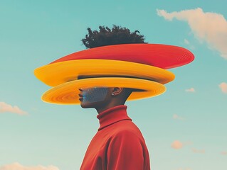 Surreal Digital Portrait for Sky Background.