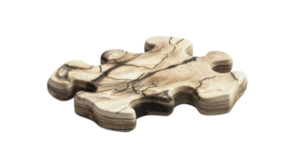 Unique handcrafted puzzle piece made of natural stone showcasing intricate patterns and textures for decorative use