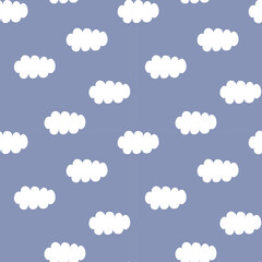 seamless minimal cloud repeat pattern in blue background, flat vector illustration graphic design