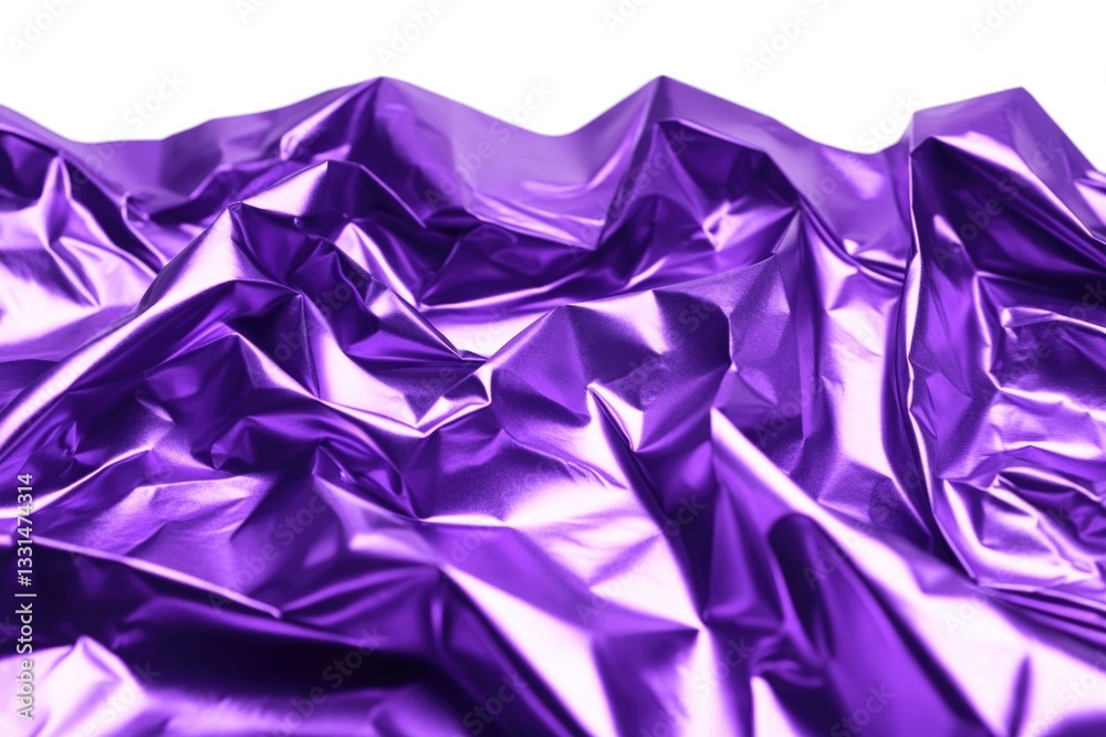 Poster A close-up shot of a shiny purple fabric with intricate patterns and texture
