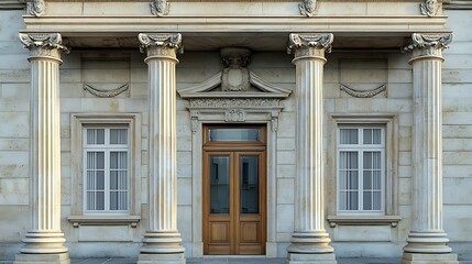 Obraz premium Stunning classical columns with clear blue sky high resolution picture