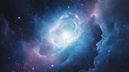 Cosmic Nebula, Glowing Core, Stellar Formation